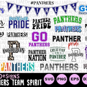 Panthers SVG Bundle, school spirit shirt svg, Panther school mascot svg, School Spirit Panther shirt svg, eps, dxf, png, jpg, vinyl cut file