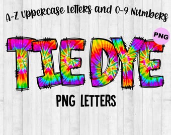Tie Dye PNG Letters, Sublimation Alphabet Bundle, bulletin board letters png school font Uppercase Alphabet png, School Doodle Letters