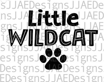 Little Wildcat svg, school sports team shirt svg, school mascot svg, wildcat school svg, wildcat shirt svg, eps, dxf, png, jpg, cut file