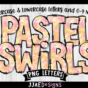 Pastel Doodle  Font, Pink and Orange Doodle Alphabet Bundle, Swirl Doodle Alphabet, Pink Pastel Doodle Letters, bulletin board letters png