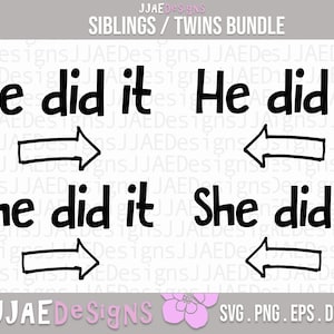 Er hat es, sie hat es geschafft SVG Bundle, süßes Baby Twins svg, Geschwister svg, Baby Twins svg, Zwillingsjungen svg, Zwillingsmädchen svg, png, jpg, dxf, cut Files