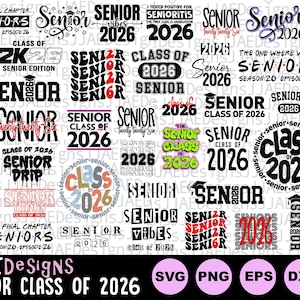 Clase de 2026 SVG, paquete SVG de último año de 2026, SVG de último año de 2026, SVG de camiseta de último año, archivo de corte de camiseta de escuela secundaria, SVG de escuela secundaria, último año