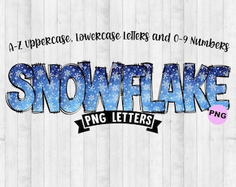 Christmas Alphabet PNG letters, Winter Snowflake Doodle Letters PNG Letters Doodle Sublimation Alphabet Bundle png, bulletin board letters