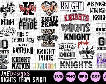 Knights SVG Bundle, school spirit shirt svg, Knight school mascot svg, School Spirit Knight shirt svg, eps, dxf, png, jpg, vinyl cut file