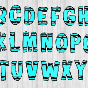 Crayon PNG Letters Sublimation, Alphabet Bundle, Crayon png school font, Bulletin Board Letters Alphabet, Back to School Doodle Letters png image 6
