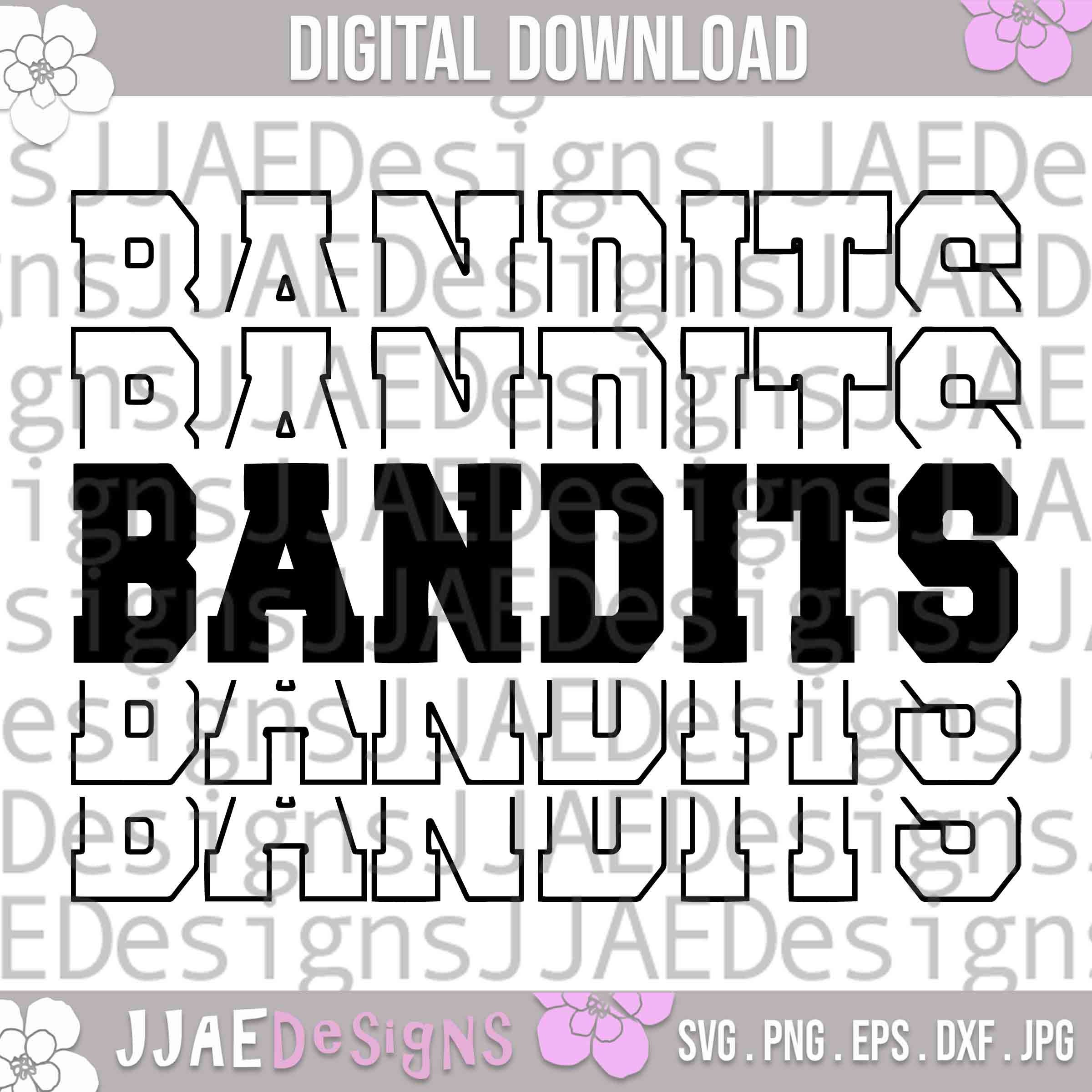 Banditen svg, Schulsportteam-Shirt svg, Schulmaskottchen svg, Banditen Schule svg, Banditen-Shirt svg, eps, dxf, png, jpg, cut-Datei