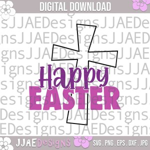 Happy Easter SVG | Easter svg | cross svg | Kids Shirts | Toddler shirts | Easter svg Cut File cricut | christian svg png eps dxf jpg