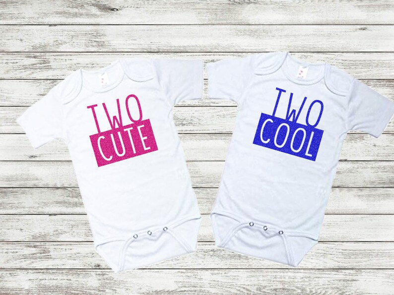 Twin Svg Baby Onesie Two Cute Two Cool Svg funny baby onesie |funny onesie Infant saying svg twin onesie Svg Png Twin Onesie svg