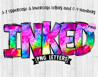 Rainbow Ink Watercolor PNG Letters, Doodle Sublimation Alphabet Bundle, rainbow png, Alphabet Doodle, Doodle Letters, bulletin board letters