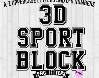 Varsity 3D Schrift SVG, Blockschrift Schrift svg, College-Schrift, Universitäts-Schrift, Varsity-Buchstaben, Sportschrift SVG, Varsity-Buchstaben, Sportschrift PNG, SVG
