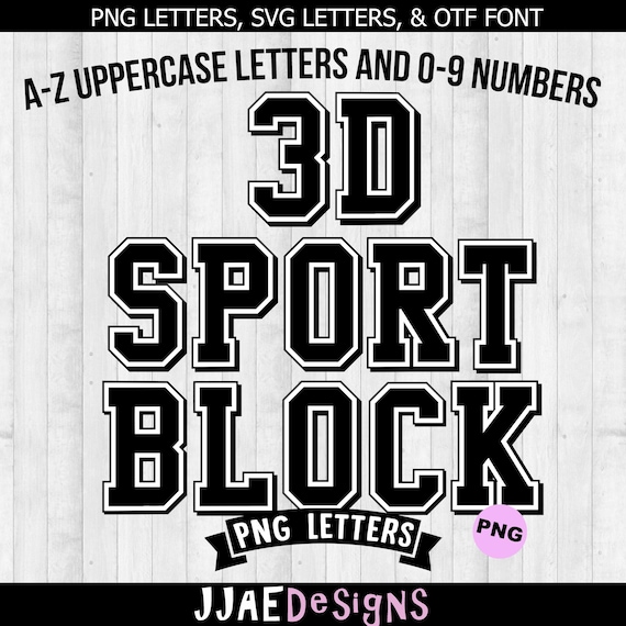Varsity 3D Font Svg, Block Font Svg, College font, University font, Varsity Letters, Sports Font SVG, Varsity letters, Sports font PNG, SVG