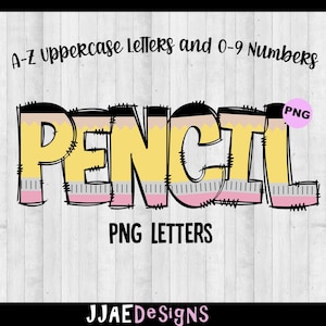 Lettres PNG au crayon, lot alphabet sublimation de la rentrée scolaire, lettres du tableau d'affichage de l'école png au crayon, lettres doodle scolaires, PNG scolaire