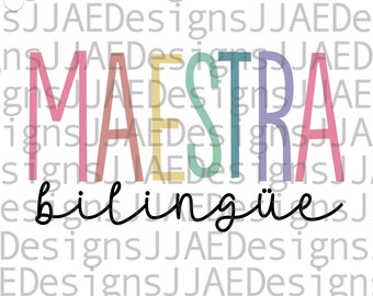 Maestra Bilingue Tvåspråkig lärare Svg, Första skoldagen Svg, Tvåspråkig lärare Skolskjorta Design, Tillbaka till skolan Svg, Maestra Gåva Svg