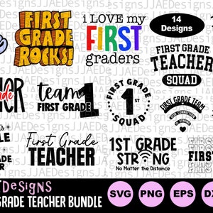 Eerste leerjaar leraar Svg bundel, 1e leerjaar leraar shirt Svg, eerste leerjaar leraar Svg, leraar leven Svg, terug naar school svg, dxf png eps jpg