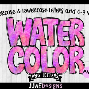 Watercolor PNG Letters, Pink Purple Doodle Sublimation Alphabet, pink watercolor, Alphabet Doodle, Doodle Letters, bulletin board letters