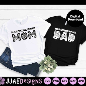 Mamá y papá de la banda de música SVG / Clase de 2024 SVG / Camiseta de la banda de música SVG / Banda de música PNG SVG / Familia de la banda SVG / Banda SVG, EPS, PNG, DXF