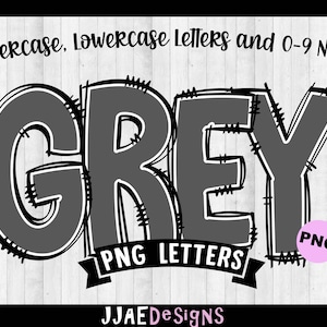 Grey PNG Letters, Doodle Grey Alphabet, PNG Doodle Letters Set PNG, Uppercase Alphabet, Grey Doodle Alphabet bulletin board letters