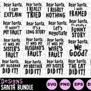 Pacchetto SVG Caro Babbo Natale, SVG Caro Babbo Natale, Maglietta di Natale divertente SVG, SVG di Natale per bambini divertenti, File SVG di Natale per Cricut e Silhouette