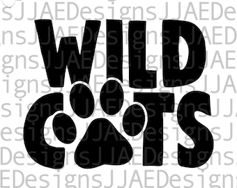 Wildcats svg, school sports team shirt svg, school mascot svg, wildcat school svg, wildcat shirt svg, eps, dxf, png, jpg, cut file