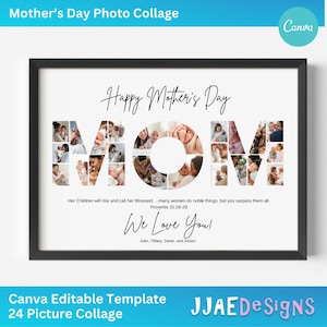 Mom Photo Collage, Mama Photo Collage, Mothers Day Gift Photo Collage Mom Mama Canva Template, Mother&#39;s Day Template, Canva, Mom Canva Frame
