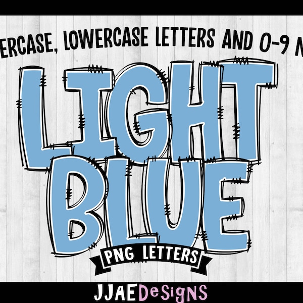 Light Blue PNG Letters, Doodle Blue Alphabet, PNG Doodle Letters Set PNG, Uppercase Alphabet, Blue Doodle Alphabet bulletin board letters