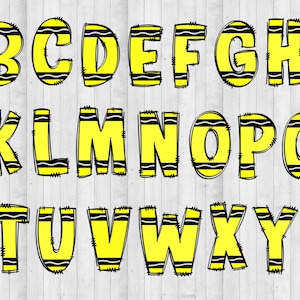 Crayon PNG Letters Sublimation, Alphabet Bundle, Crayon png school font, Bulletin Board Letters Alphabet, Back to School Doodle Letters png image 4