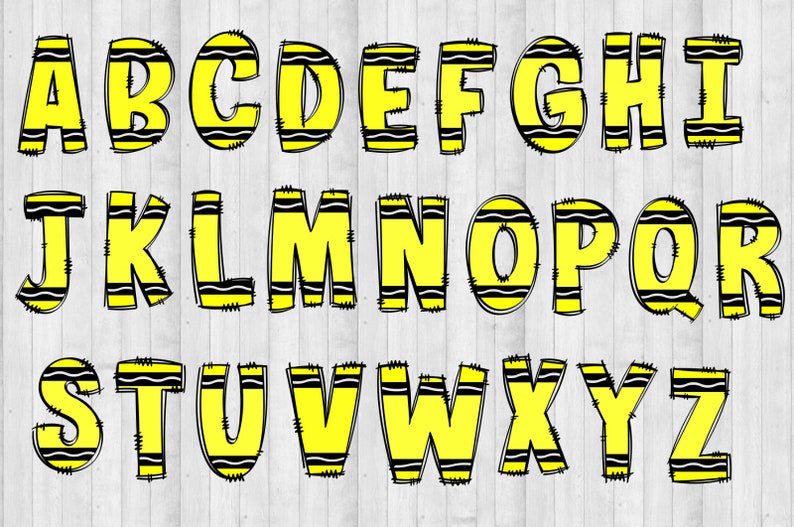 Crayon PNG Letters Sublimation, Alphabet Bundle, Crayon png school font, Bulletin Board Letters Alphabet, Back to School Doodle Letters png image 4