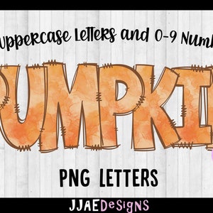 Pumpkin PNG Letters, Fall Sublimation Alphabet Bundle, fall png school font Uppercase Alphabet, Fall Letters Leaves Autumn Season School Png