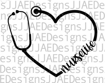 Enfermera SVG, Estetoscopio SVG, Camisa de enfermera SVG, Enfermería SVG, Vida de enfermera SVG, DXF, PNG, JPG, Archivo de corte de enfermera, Archivo SVG de enfermera para silueta de Cricut