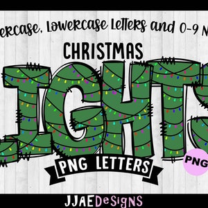 Christmas Alphabet PNG letters, Doodle Letters PNG Letters, Christmas Lights Alphabet Bundle, Alphabet Doodle Set PNG Bulletin Board Letters