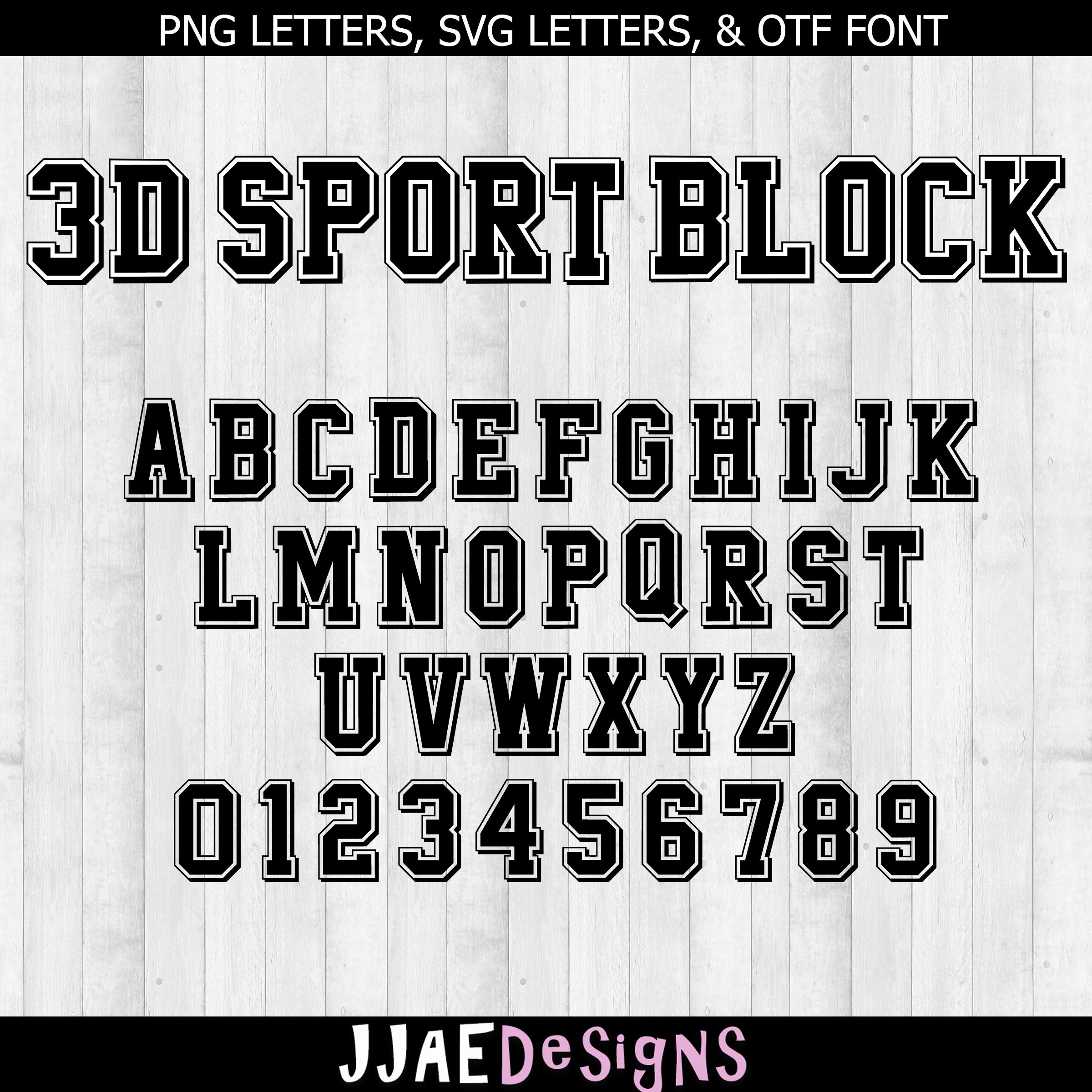 Varsity 3D Font Svg, Block Font Svg, College Font, University Font ...