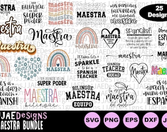 Maestra svg Bundle, Maestra Shirt svg, Maestra Bilingue, Maestra Gift svg, Maestra tshirt, Spanish Teacher Shirt, Billgual Teacher Shirt