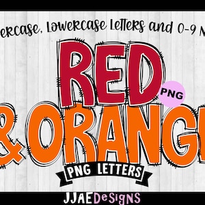Rood en oranje alfabet png-letters, doodle letters png-letters, roodoranje alfabetbundel, alfabet doodle set png prikbordbrief