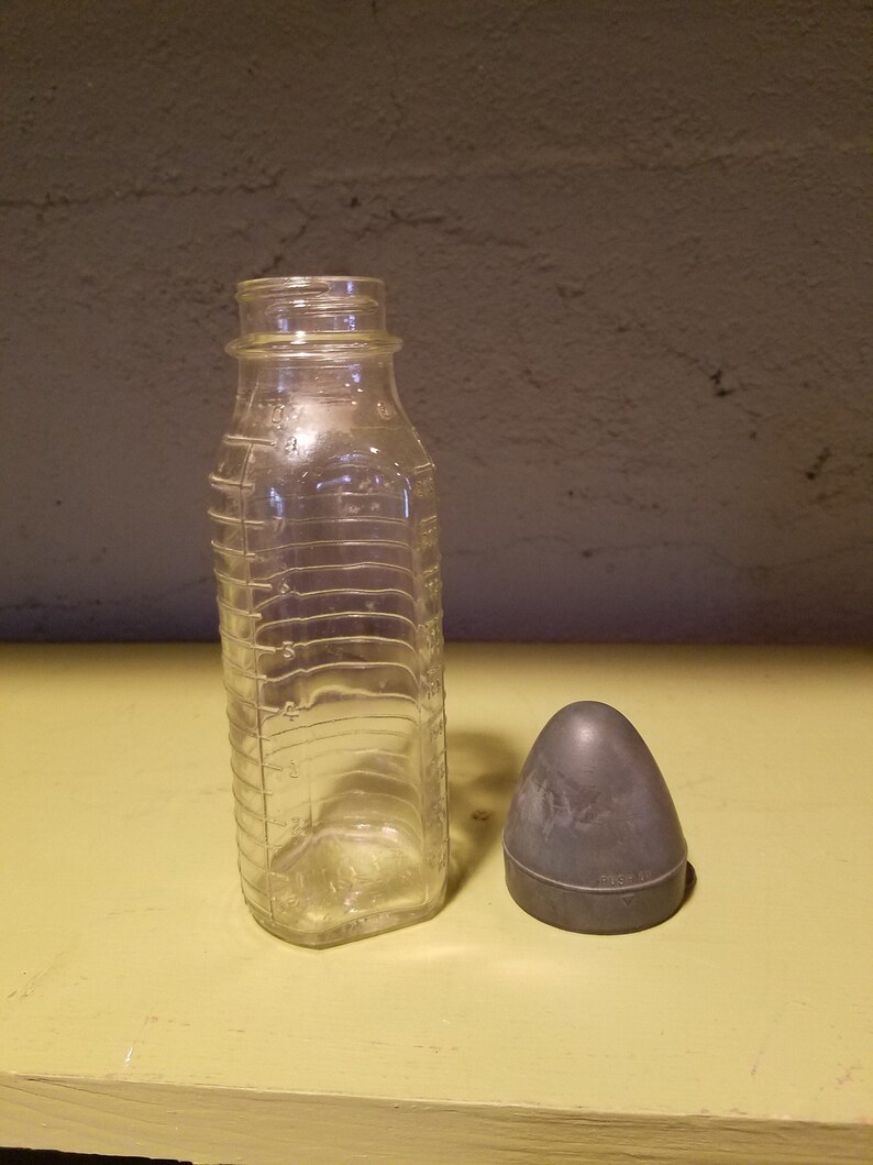 Vintage Rexall Glass Stork Baby Bottle with Rubber Cap | Etsy
