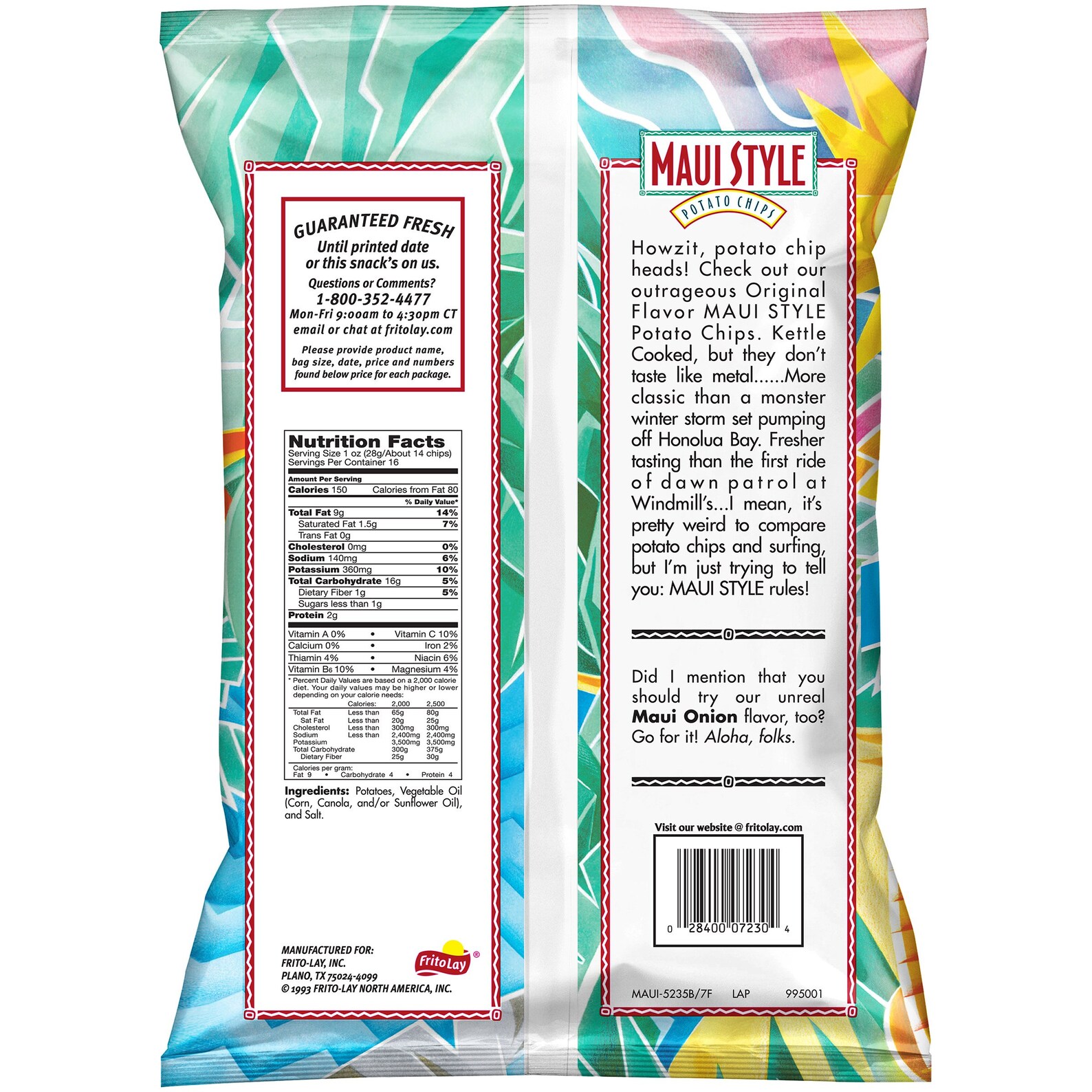Frito Lay Maui Style Potato Chips Regular Party Size2 16 Etsy