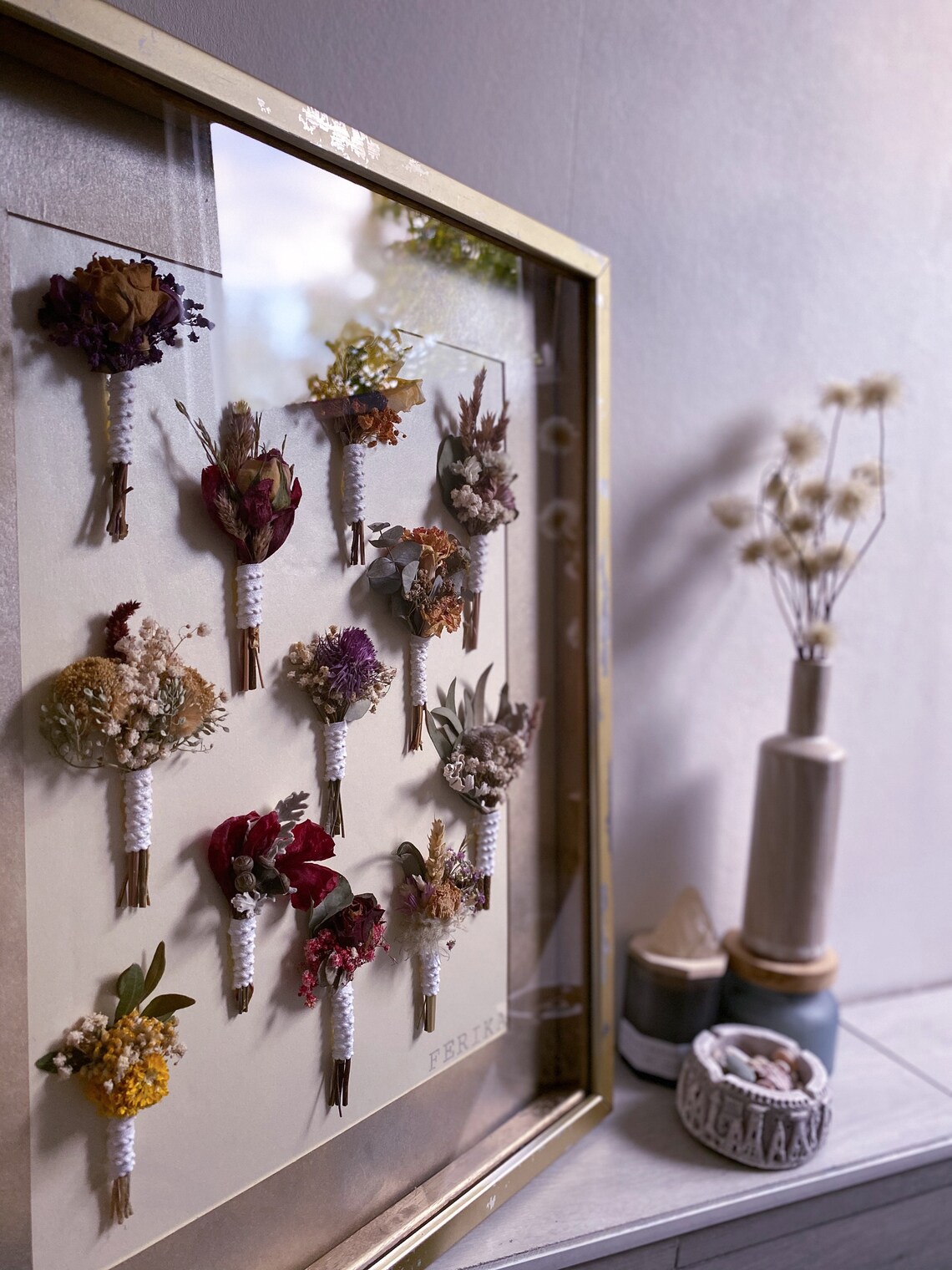 Dried bouquets in Frame Wall decoration Mini bouquet in a Etsy