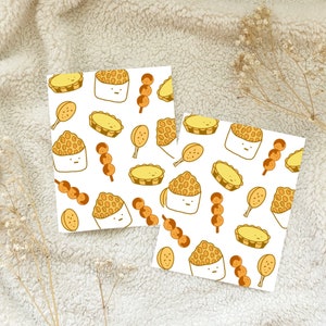 Hong Kong Asian Snack Postcard Snail Mail - gaufre aux œufs, boulettes de poisson au curry, tarte aux œufs
