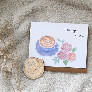 Tasse à café Latte Art Aquarelle Carte de vœux x Aimant en bois découpé au laser