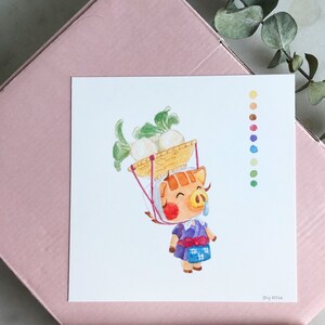 Daisy Mae Animal Crossing Cute Turnips Art Print 5x5 Watercolour Illustration image 3