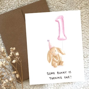 Carte Voeux Aquarelle Joyeux Anniversaire Premier Anniversaire Lapin Timide Vierge