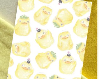 Yellow Duck Spirit Watercolour Illustrated Postcard Snail Mail