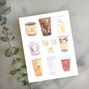 Bubble Tea Boba Aquarelle Carte de vœux