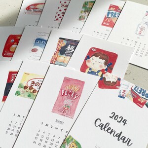 2024 Asian Snacks Calendar, Cute Japanese Food Drink Snacks Watercolour Illustration Postcard Desk Calendar Refill 4x6 image 2
