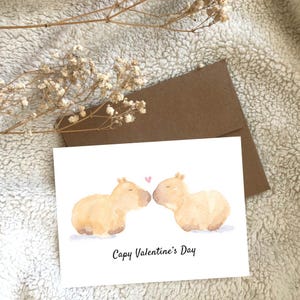 Carte de voeux aquarelle d'anniversaire d'animal mignon Capybara ou de Saint-Valentin vierge