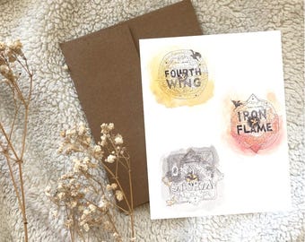 Fourth Wing Book Theme Watercolour Greeting Card Blank