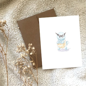 Carte de voeux aquarelle Pokemon Carapuce vierge à l'intérieur
