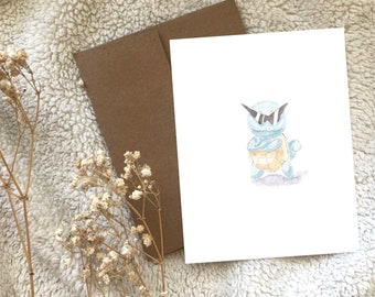 Squirtle Pokemon Watercolour Greeting Card Blank Inside