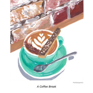 Coffee Latte Art Gouache Illustration Postcard Set 3pcs Latte, Flat white, Cappuccino, Matcha Bears image 3