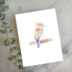 Kookaburra Bird Australian Wildlife Aquarelle Illustration Carte de vœux