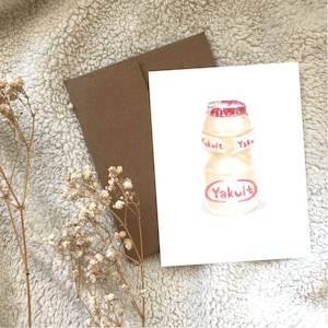 Yakult Carte de vœux japonaise avec boisson au yaourt aquarelle vierge à l'intérieur